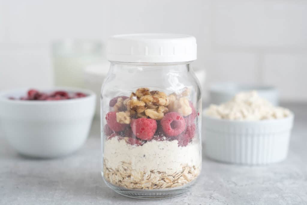 High-Protein Raspberry Overnight Oats